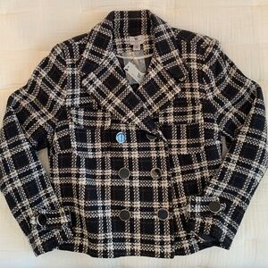 Worthington Cropped Black/White Plaid Jacket